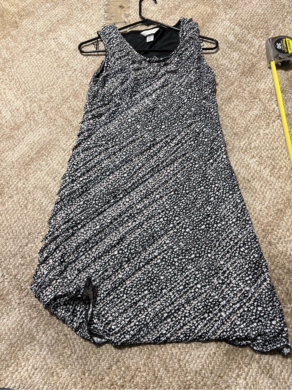 Christopher & Banks Black and White Sleeveless A-Line Printed Dress